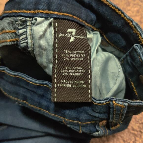 7 For All Mankind Jeans Womens 12 ( 22 x 26 ) Dark Blue Skinny Pants - Picture 5 of 13